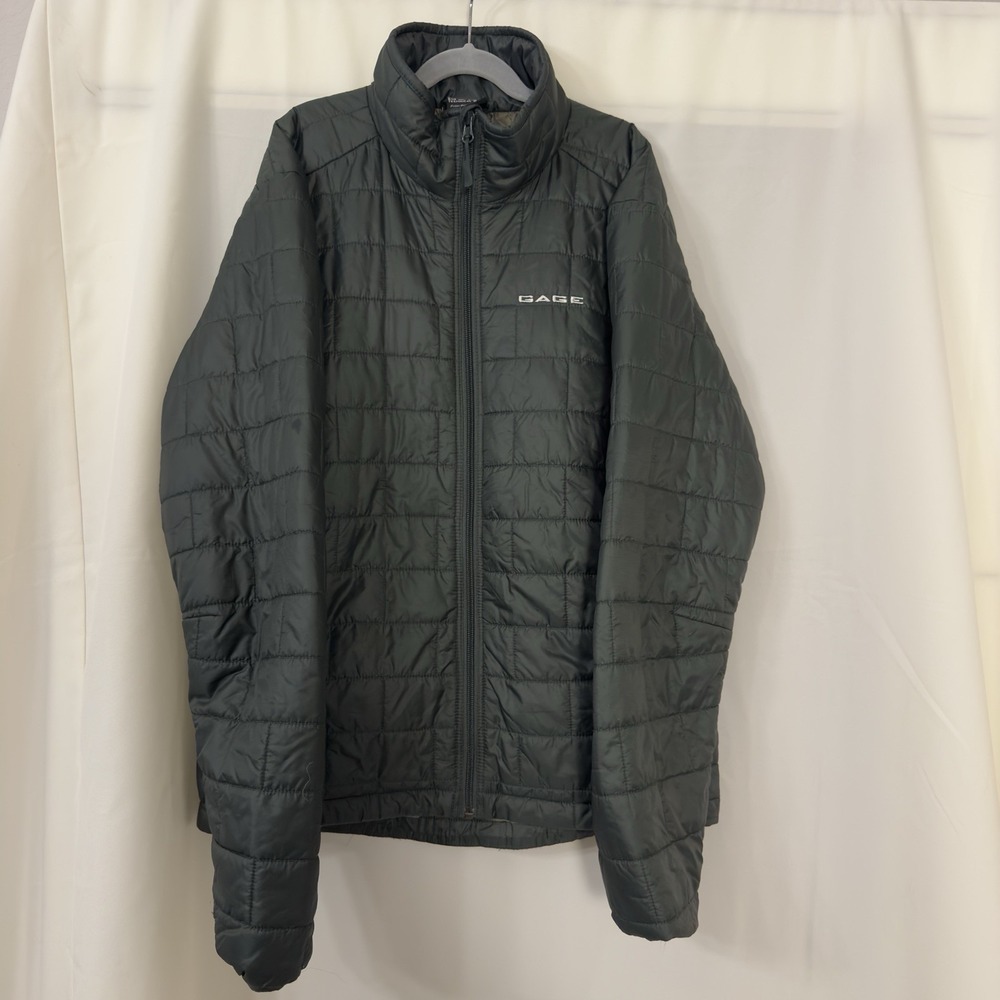 GAGE Small Dark Green Nylon Ripstop Quilted Puffer Jacket Lightweight Outdoor